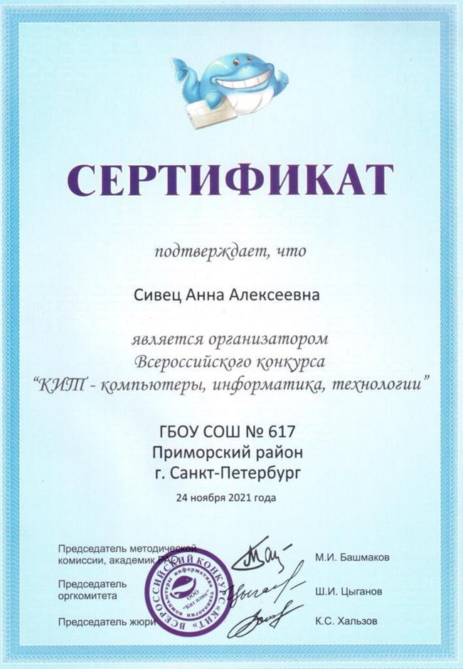 2021-2022 Сивец А.А. (Сертификат КИТ)